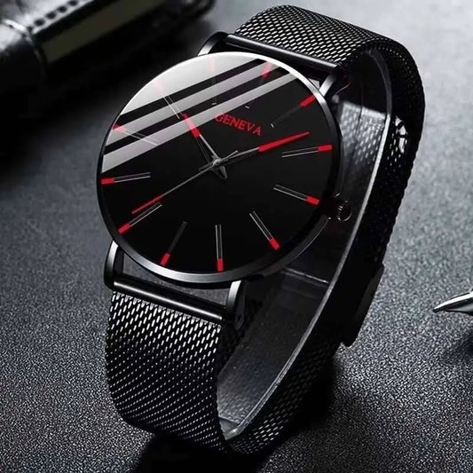 Fashion Ultra Thin Men’s Business Watches Simple Mesh Band Quartz Wristwatch Casual Man Watch Reloj Hombre
