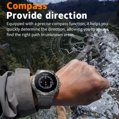 Military GPS Smart Watch Men AMOLED HD Screen Altitude Compass Heart Rate Sports Watch BT Calling IP68&10ATM Waterproof Watch