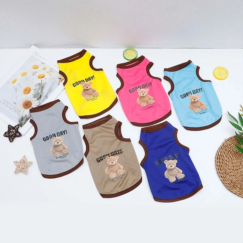 Cartoon Bear Dog Clothes Cute Cotton Dog Costume Pet T-shirt Cats Vest for Puppy Small Medium Dogs Shih Tzu Dog XS-XXL