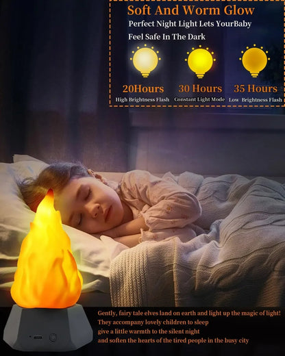 Halloween Flame Night Light with 3 Flashing Modes USB Charging Outdoor Camping Garden Landscape Decoration Lamp Christmas Light