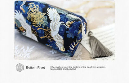 Fashion Vintage Fringe Bag Small Shell Bags Chain Women Shoulder Crossbody Bag Crane Flying Women's Handbags Purses Embroidery