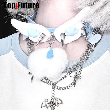 Women Y2K Girl bloody punk Harajuku Gothic Lolita sick injured short necklace Halloween cosplay props subculture Chokers Choker