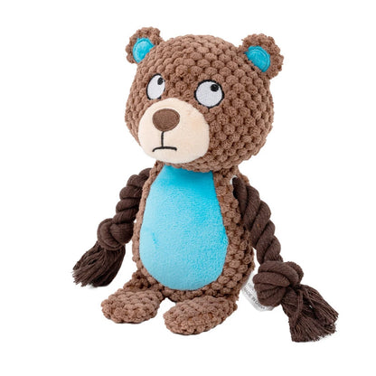1pc Cartoon Animal Dog Toy Cute Plush Puppy Chew Pet Squeak Knot Toy Cartoon Rabbit Monkey