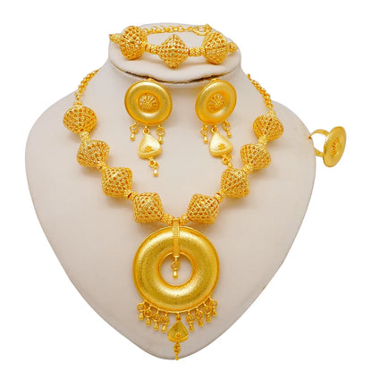 2023 Fine Jewelry Sets For Women Dubai Bridal Wedding Gifts Necklace Bracelet Earrings Ring Jewellery Set African Bead jewelry