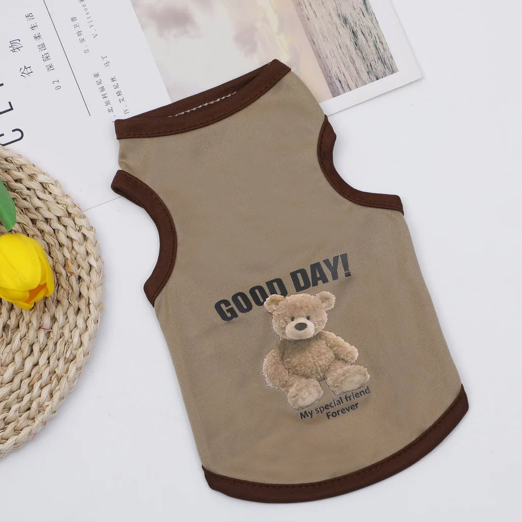 Cartoon Bear Dog Clothes Cute Cotton Dog Costume Pet T-shirt Cats Vest for Puppy Small Medium Dogs Shih Tzu Dog XS-XXL