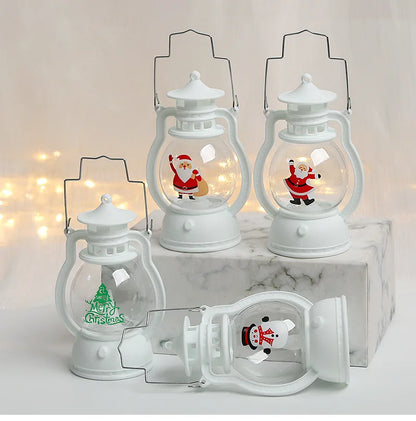 Christmas Small Night Light Portable Battery Powered Hanging Lanterns Festive Party Christmas Ornaments Santa Claus Decor LED