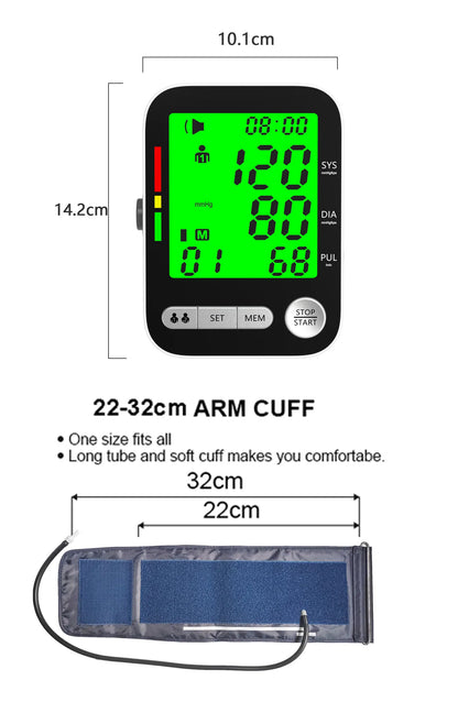 High Accurate Blood Pressure Monitor Digital Sphygmomanometer Bp Monitors Electronic Tonometer Arm Cuff Talking BPM Tensiometer