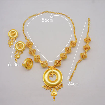2023 Fine Jewelry Sets For Women Dubai Bridal Wedding Gifts Necklace Bracelet Earrings Ring Jewellery Set African Bead jewelry