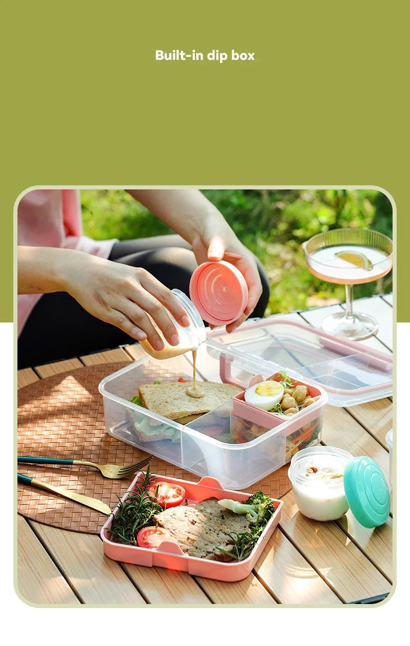 Portable Handle design Double layer Lunch box Compartment Bento Boxes Students Toddler Bento Containers Outdoor Salad Picnic box