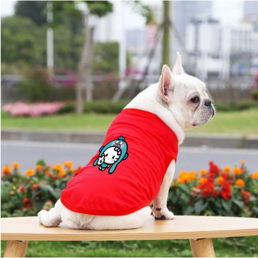 Printed pet vest made of fiber material for indoor and outdoor leisure, entertainment, cat and dog clothing