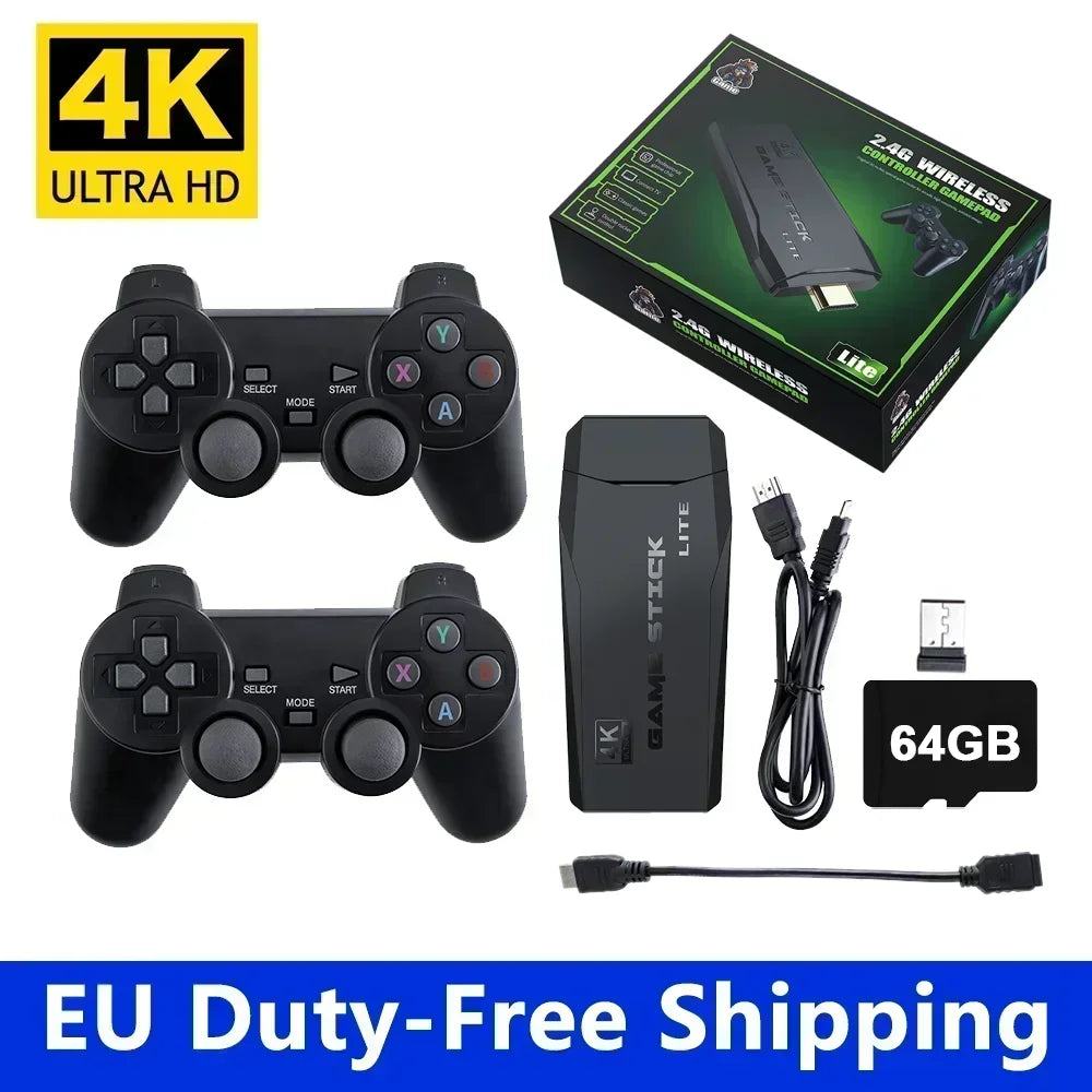 4K HD Video Game Console 2.4G Double Wireless Controller For PS1/FC/GBA Retro TV Dendy Game Console 10000 Games Stick Dropship