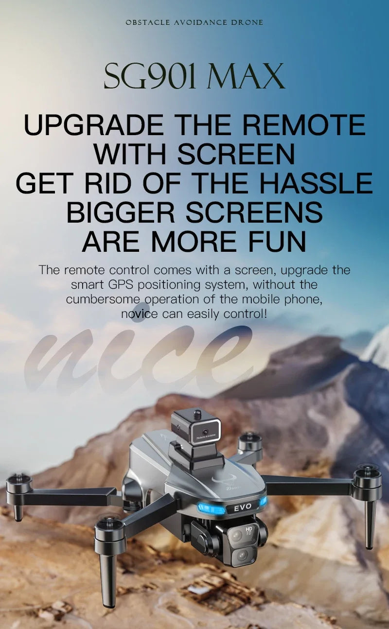 SG901MAX GPS Drone 8K Professional HD Dual Camera 5G WIFI With Screen 360°Obstacle Avoidance Brushless Foldable Quadcopter Drone