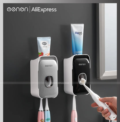 MENGNI -Automatic Toothpaste Dispenser Squeezer With Toothbrush Holder Wall Mounted Bathroom Accessories Sets