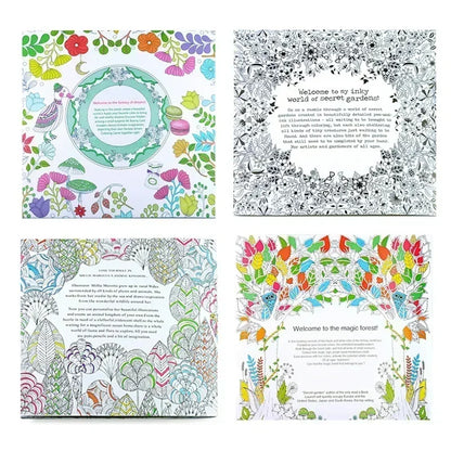 24 Pages Coloring Book for Children Adult Relieve Stress Kill Time DIY Painting Drawing Book Painting Kids Educational Toys