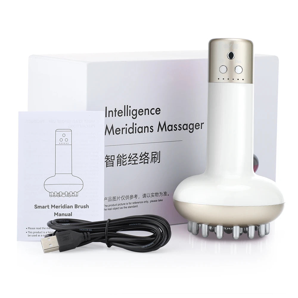 Electric Lymphatic Drainage Machine Meridian Body Massage Brush Microcurrent Anti Cellulite Guasha Physiotherapy Apparatus