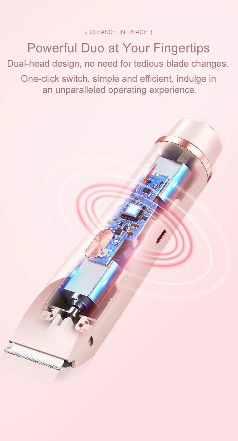 Dual Head Hair Removal for Women Portable Float Blade R-shaped Head Wet Dry Use Waterproof Painless Facial Trimmer Body Epilator