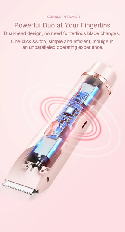 Dual Head Hair Removal for Women Portable Float Blade R-shaped Head Wet Dry Use Waterproof Painless Facial Trimmer Body Epilator