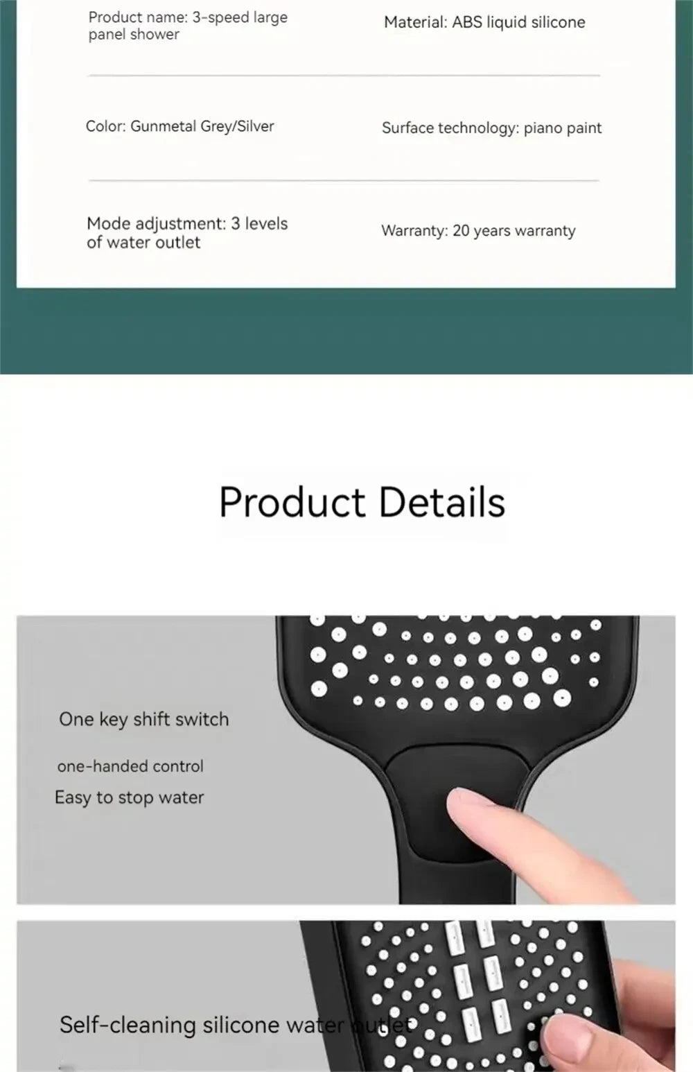 Pressurized Nozzle Bathroom Shower Head High Pressure Water Saving Sprayer ABS Bathroom Accessories Chrome Rainfall Shower Head
