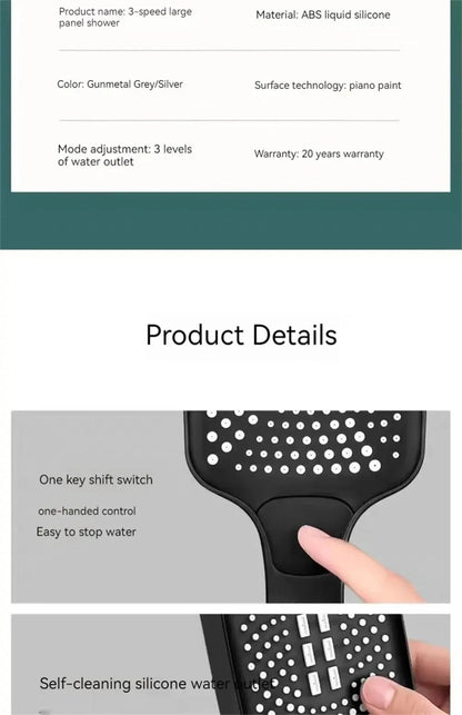 Pressurized Nozzle Bathroom Shower Head High Pressure Water Saving Sprayer ABS Bathroom Accessories Chrome Rainfall Shower Head
