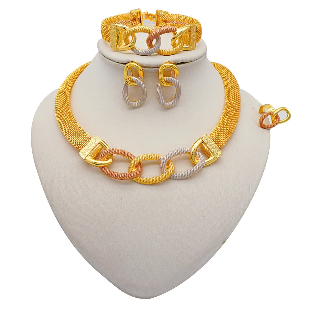 2023 Fine Jewelry Sets For Women Dubai Bridal Wedding Gifts Necklace Bracelet Earrings Ring Jewellery Set African Bead jewelry