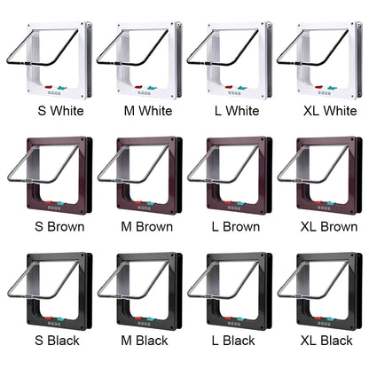 Cat Dogs Flap Doors Puppy Kitten Safety In&out Pet Door with 4 Way Security Lock Dog Cat Kitten Flap Door Weatherproof Cat Flap
