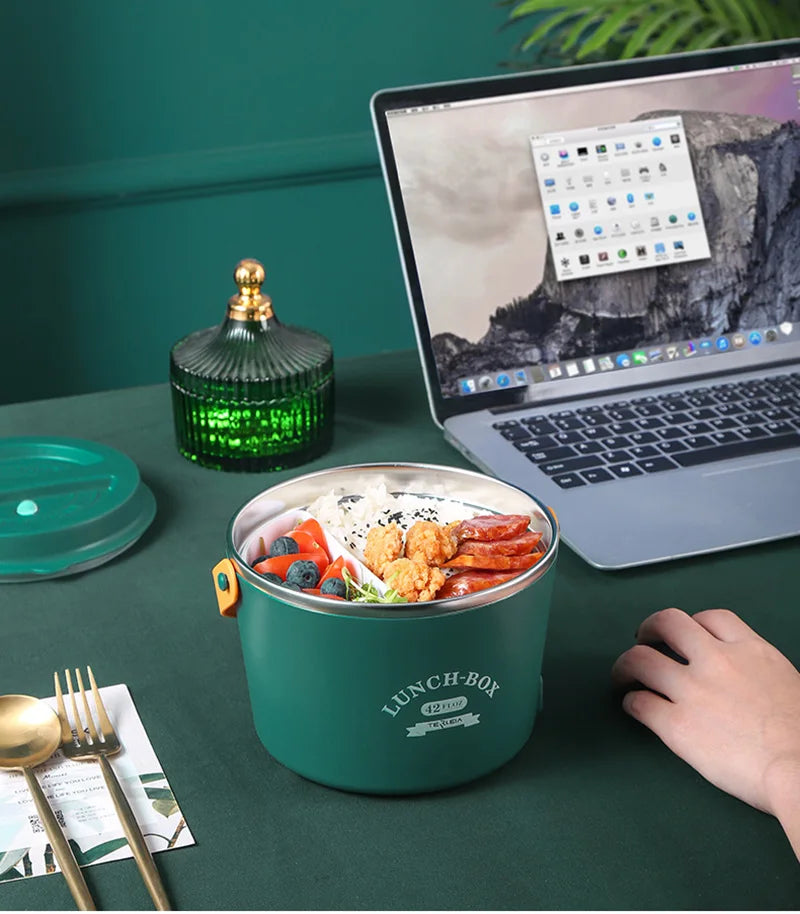School Office Car Picnic Electric Heating Lunch Box Stainless Steel Portable Adult Food Warmer Container 220V 110V 24V 12V 1.2L
