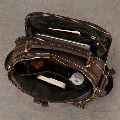 Newsbirds Leather Shoulder Bag Vintage Style Crossbody Bag Books School Bag Of Men Male Daily Messenger Bag Crazy Horse Skin