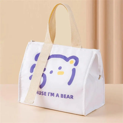 Portable Lunch Bag For Women Thermal Insulated Lunch Box Tote Cooler Handbag Waterproof Bento Pouch Office Food Bags