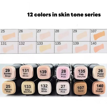 12 Colors Alcohol Based Markers Set Dual Tip Sketching Drawing Markers Animation for Adults Kids Painting School Supplies