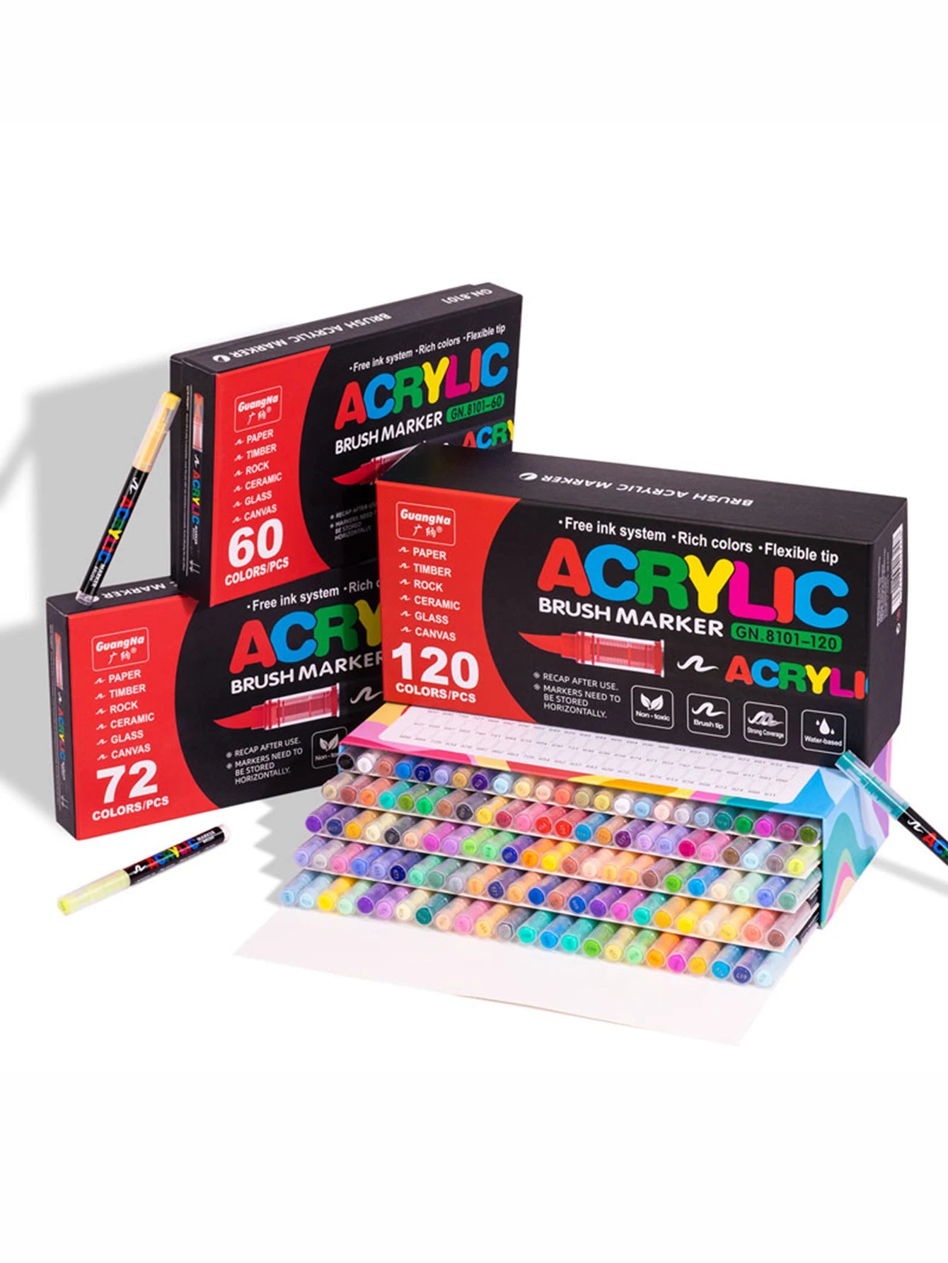 12-240 Color/box Professional Artist Marker Set - Soft-tip Drawing Straight Line Liquid Acrylic Markers, DIY Graffiti Art Painti