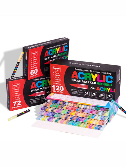 12-240 Color/box Professional Artist Marker Set - Soft-tip Drawing Straight Line Liquid Acrylic Markers, DIY Graffiti Art Painti