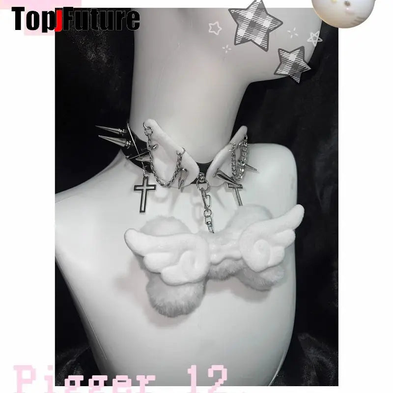 Women Y2K Girl bloody punk Harajuku Gothic Lolita sick injured short necklace Halloween cosplay props subculture Chokers Choker