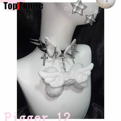 Women Y2K Girl bloody punk Harajuku Gothic Lolita sick injured short necklace Halloween cosplay props subculture Chokers Choker