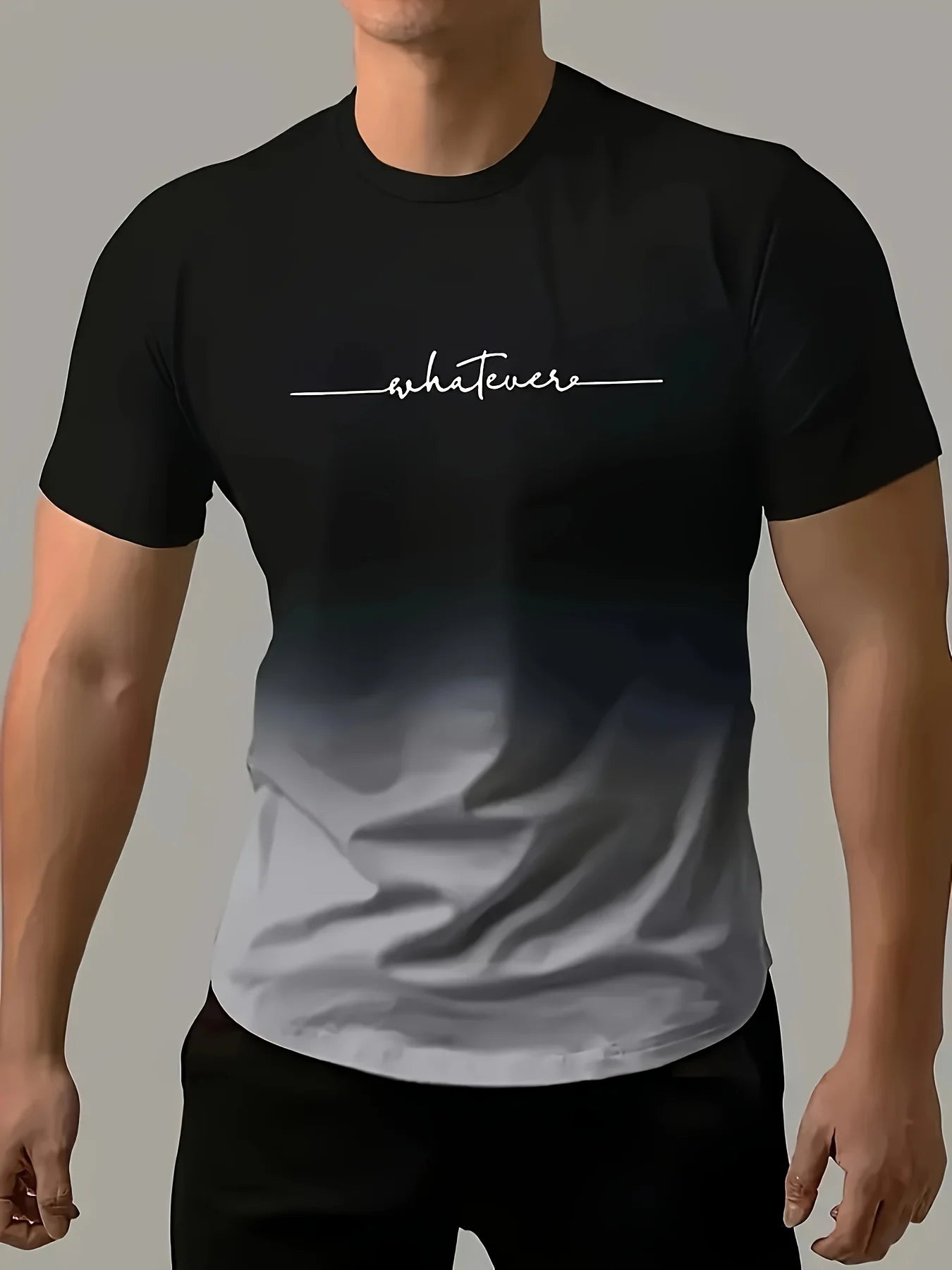 Men's Casual Crew Neck Short Sleeve T-shirt In Gradient Color,Versatile For Sports And Casual Wear