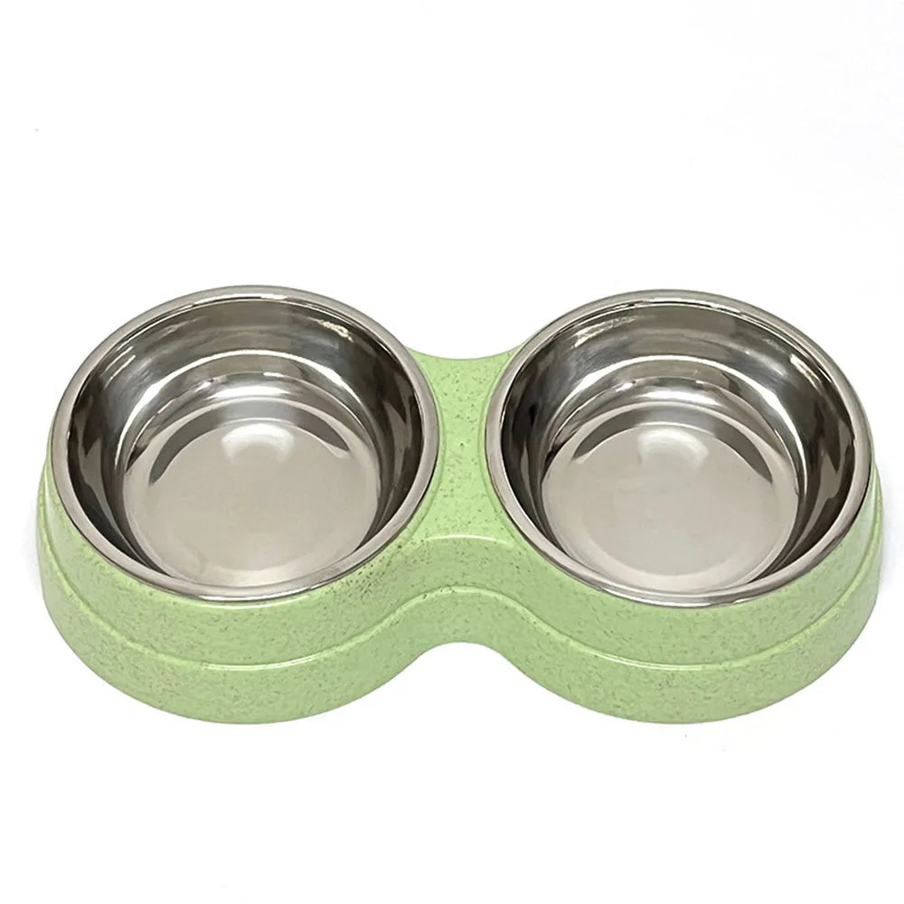 Pet Cat & Dog Dual Bowl - 2-in-1 Food & Water Bowl for Medium Cats, Puppies, Pet Feeding Supplies