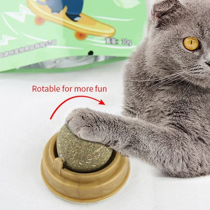 The Catnip Cat Wall Stick-on Ball Toy Scratchers Treats Healthy Natural Removes Balls To Promote Digestion Cat Grass Snack