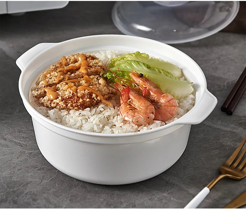 Microwave Oven Special Box Household Plastic Heating Fresh Keepeing Box with Lid Steamed Bun Instant Noodles Kitchen Bowl