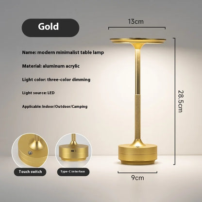 USB Charging Table Lamp Aluminum Restaurant Bar Desk Lamp Dimming Atmosphere USB Charging Touch Switch Decoration