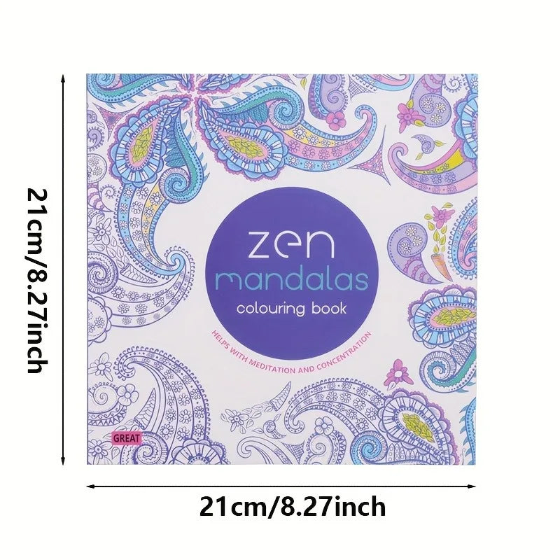 Mandalas Stress Relief Coloring Book English Edition, 128 pages thick 160g white cardboard, packaged in adult art mixed pattern