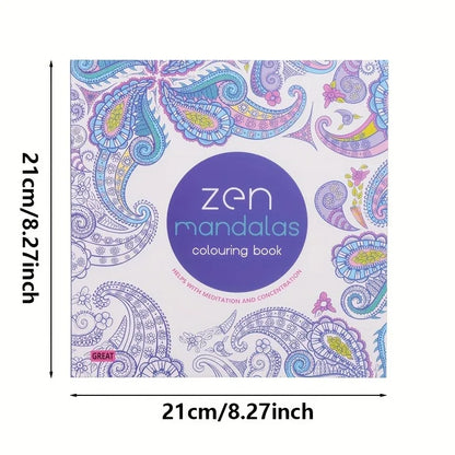 Mandalas Stress Relief Coloring Book English Edition, 128 pages thick 160g white cardboard, packaged in adult art mixed pattern