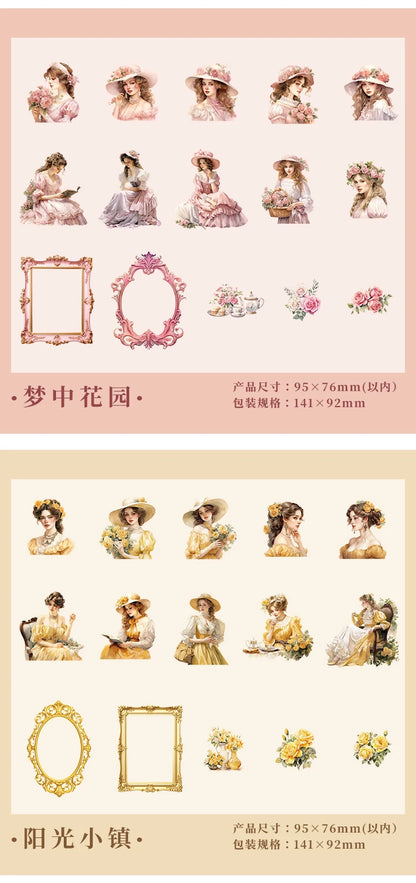 30pcs Garden Girl Sticker for Notebook, Water Bottle, Suitcase, Kids Toy Sticker, Valentine's Day, Back-to-school Season