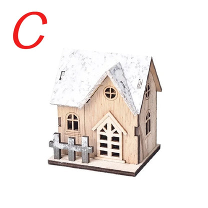 Wooden Cabin with LED Lights, Christmas Ornaments, Family Christmas Decorations, Christmas Cabin, Children's Gifts