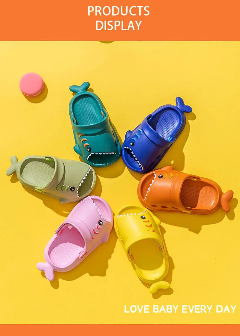 Children Sandals Kids Cartoon Shark Summer Toddler Boys Girls Soft Sole Baby Shoes Anti-Slip Slippers