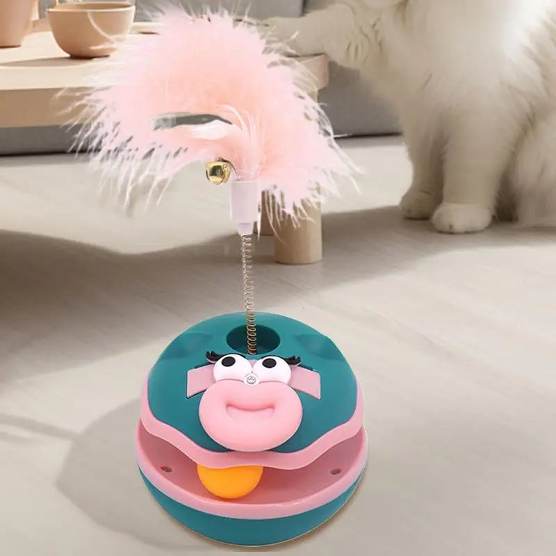 Cat Teaser Cat Interactive Toys Turntable Ball Kitten Accessories With Feather Bell Pet Supplies Enrichment Indoor Games For