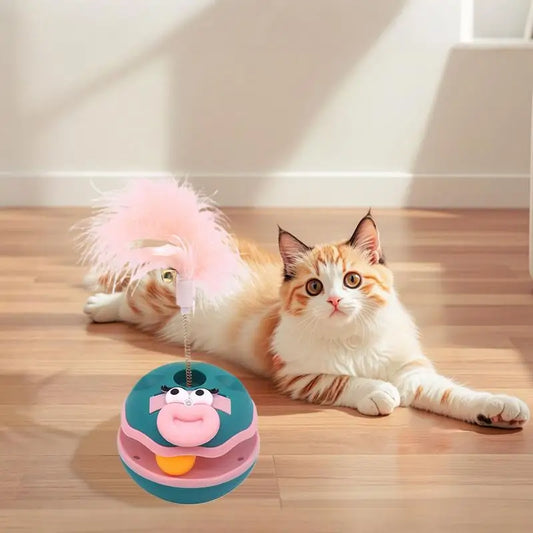 Cat Teaser Cat Interactive Toys Turntable Ball Kitten Accessories With Feather Bell Pet Supplies Enrichment Indoor Games For