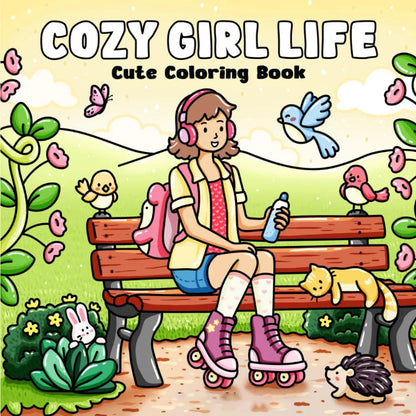 Cozy Atmosphere Relaxing Coloring Book for Adults and Teens Bold Easy-to-follow Patterns and Girl Moments