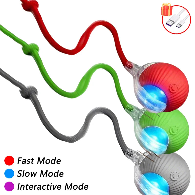 Self-Moving Automatic Cat Teaser Ball with Faux Tail Rechargeable Smart Sensor Cat Toy for Indoor Cats Cat Toys Interactive