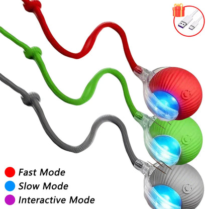 Self-Moving Automatic Cat Teaser Ball with Faux Tail Rechargeable Smart Sensor Cat Toy for Indoor Cats Cat Toys Interactive