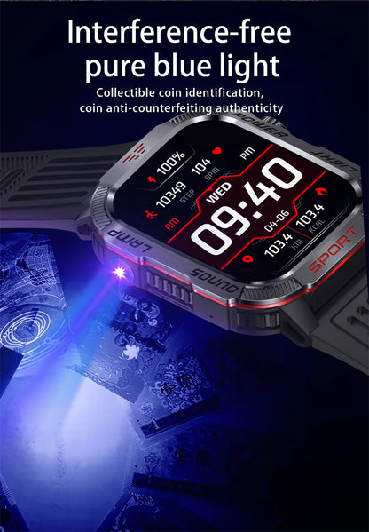 New Military GPS Smart Watch Men Flashlight Compass Waterproof 600mAh Battery Outdoor Sport Tracker Bluetooth Call Smartwatch