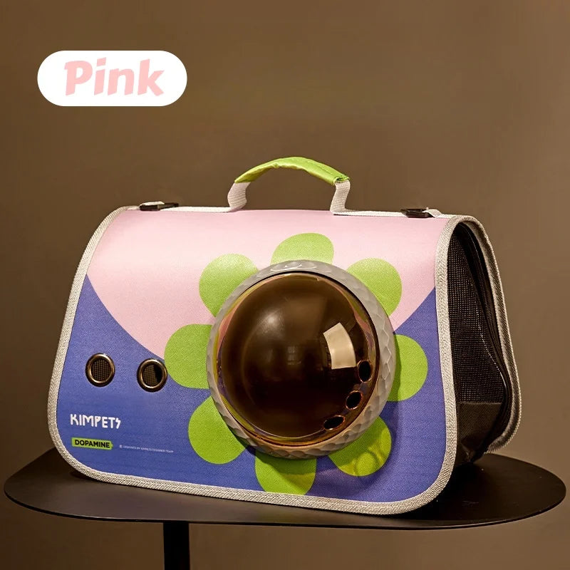 Foldable Cat Carrier Backpack – Cute Cartoon Design with Airflow Vents & Shoulder Strap Interface,  Pet Travel Bag for Cats